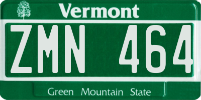 VT license plate ZMN464