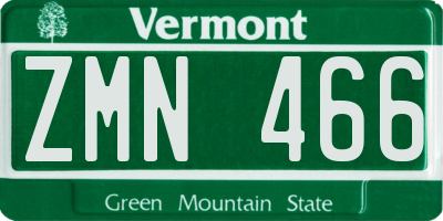 VT license plate ZMN466