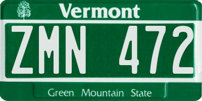 VT license plate ZMN472