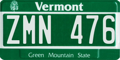 VT license plate ZMN476
