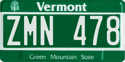 VT license plate ZMN478