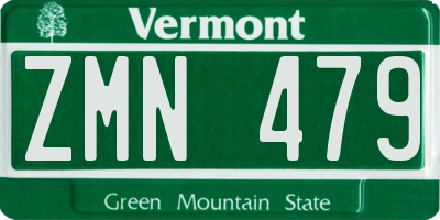 VT license plate ZMN479