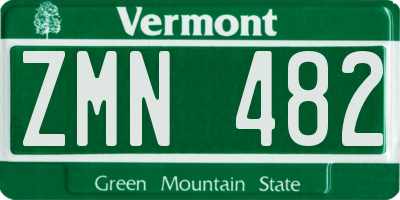 VT license plate ZMN482