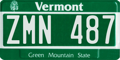 VT license plate ZMN487