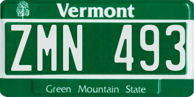 VT license plate ZMN493
