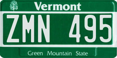 VT license plate ZMN495