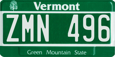 VT license plate ZMN496