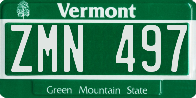 VT license plate ZMN497