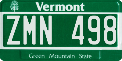 VT license plate ZMN498