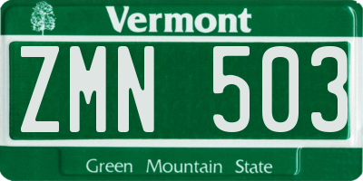 VT license plate ZMN503