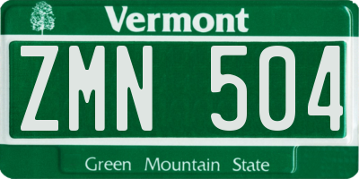 VT license plate ZMN504