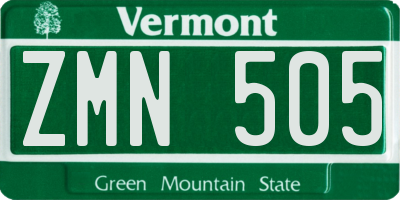 VT license plate ZMN505