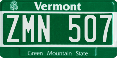 VT license plate ZMN507