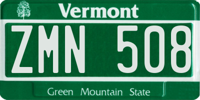 VT license plate ZMN508