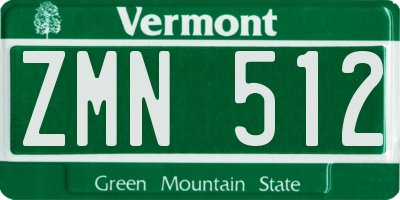 VT license plate ZMN512