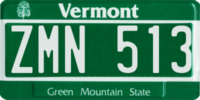 VT license plate ZMN513