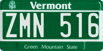 VT license plate ZMN516