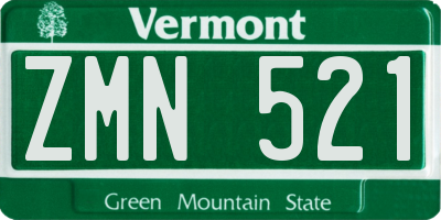 VT license plate ZMN521