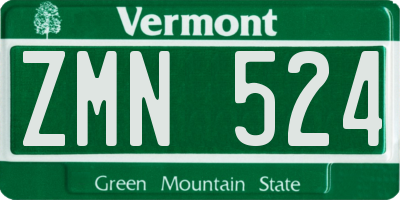 VT license plate ZMN524