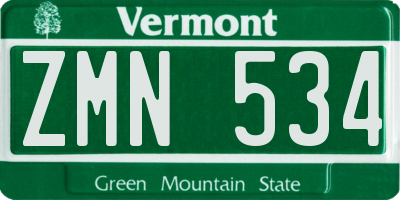VT license plate ZMN534