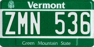 VT license plate ZMN536