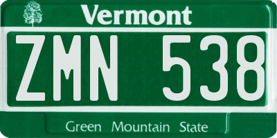 VT license plate ZMN538