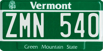 VT license plate ZMN540