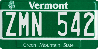 VT license plate ZMN542
