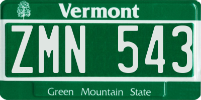 VT license plate ZMN543