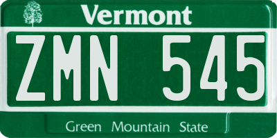 VT license plate ZMN545