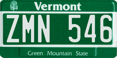 VT license plate ZMN546