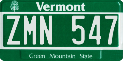 VT license plate ZMN547
