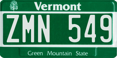 VT license plate ZMN549