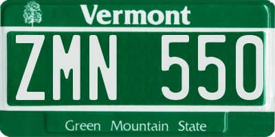 VT license plate ZMN550