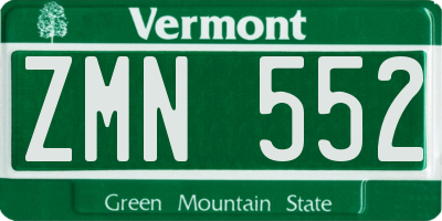 VT license plate ZMN552