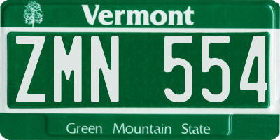 VT license plate ZMN554