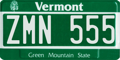 VT license plate ZMN555