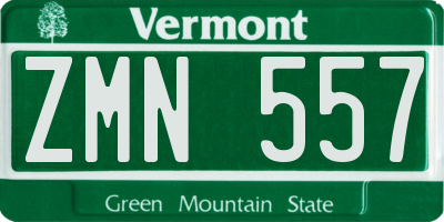VT license plate ZMN557