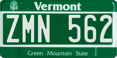 VT license plate ZMN562
