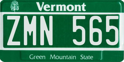 VT license plate ZMN565