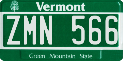 VT license plate ZMN566