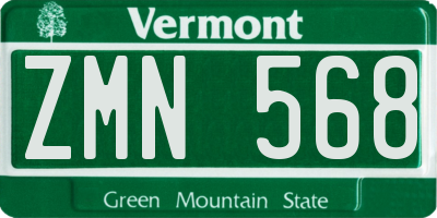 VT license plate ZMN568