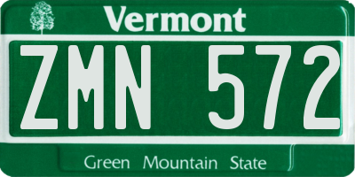 VT license plate ZMN572