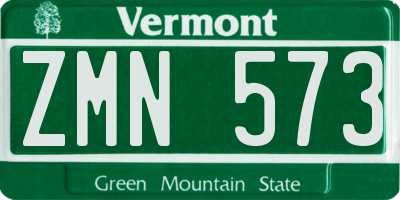 VT license plate ZMN573