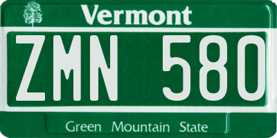 VT license plate ZMN580