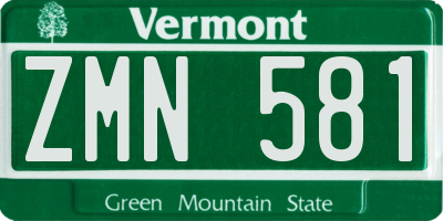 VT license plate ZMN581
