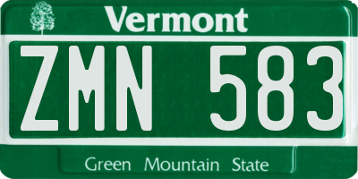 VT license plate ZMN583
