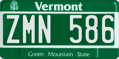 VT license plate ZMN586
