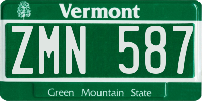 VT license plate ZMN587