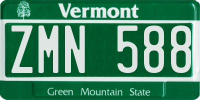 VT license plate ZMN588